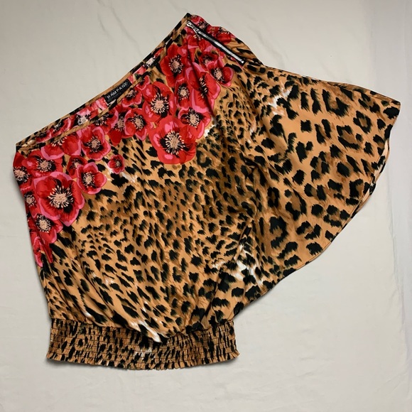 🆕 Sexy One Shoulder Floral Leopard Animal Print Women’s Blouse Medium Shirt Top - Picture 1 of 8